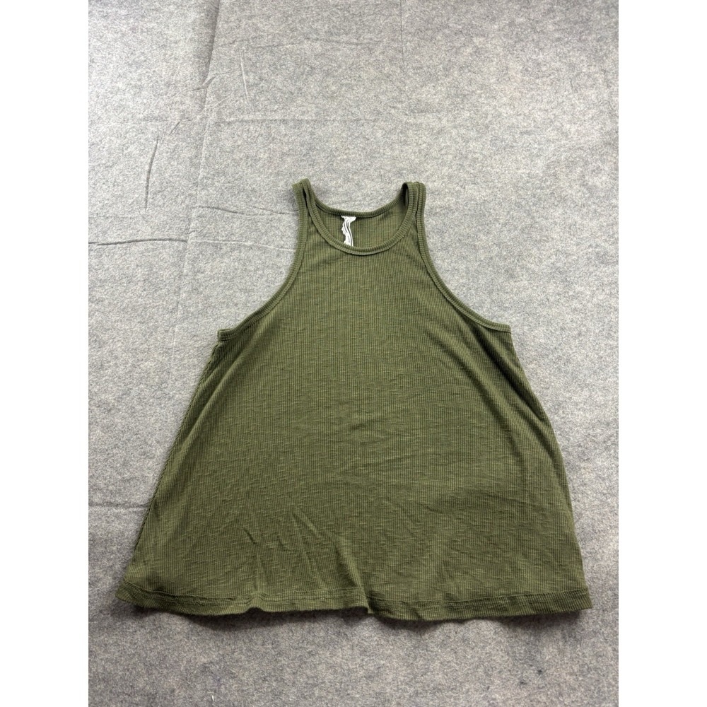 Free People Ribbed Lightweight Flowy Trapeze Tank Top Olive Green Women's S/M?